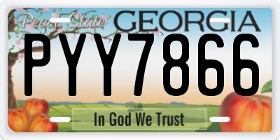 GA license plate PYY7866