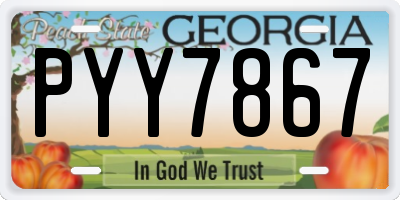 GA license plate PYY7867