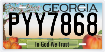 GA license plate PYY7868