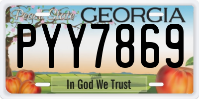 GA license plate PYY7869
