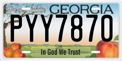 GA license plate PYY7870