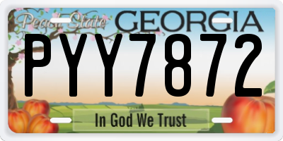 GA license plate PYY7872