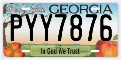 GA license plate PYY7876