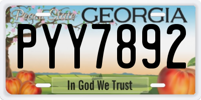 GA license plate PYY7892