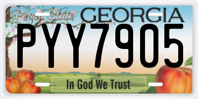 GA license plate PYY7905