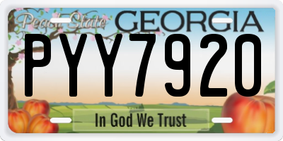 GA license plate PYY7920