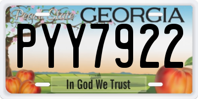 GA license plate PYY7922