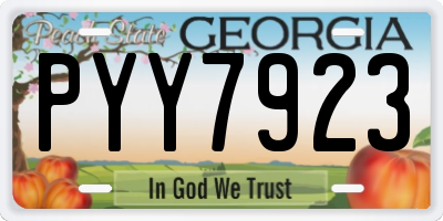 GA license plate PYY7923