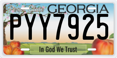 GA license plate PYY7925