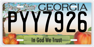 GA license plate PYY7926