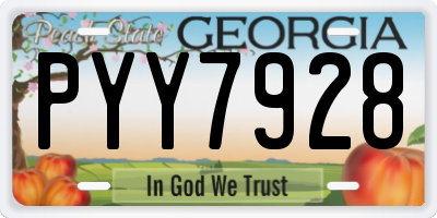 GA license plate PYY7928