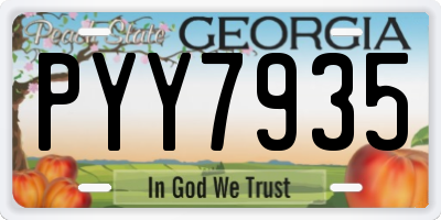 GA license plate PYY7935