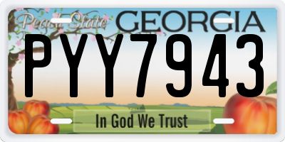 GA license plate PYY7943