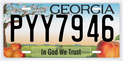 GA license plate PYY7946