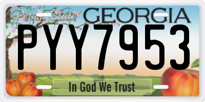 GA license plate PYY7953
