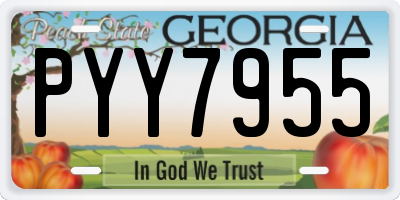GA license plate PYY7955
