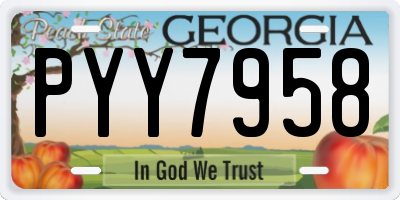 GA license plate PYY7958
