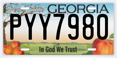 GA license plate PYY7980