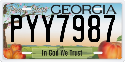 GA license plate PYY7987
