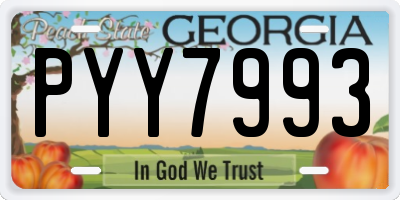 GA license plate PYY7993