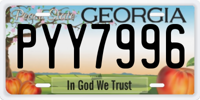 GA license plate PYY7996
