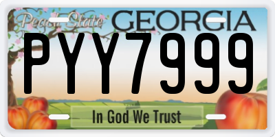 GA license plate PYY7999