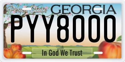 GA license plate PYY8000