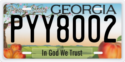 GA license plate PYY8002
