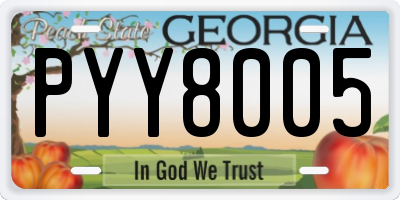 GA license plate PYY8005