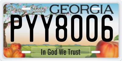 GA license plate PYY8006