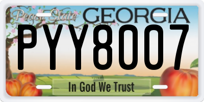 GA license plate PYY8007