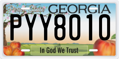 GA license plate PYY8010