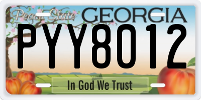 GA license plate PYY8012