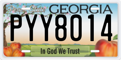 GA license plate PYY8014
