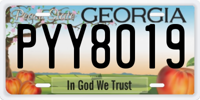 GA license plate PYY8019
