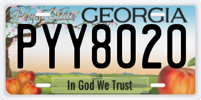 GA license plate PYY8020