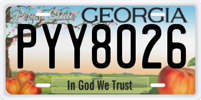 GA license plate PYY8026