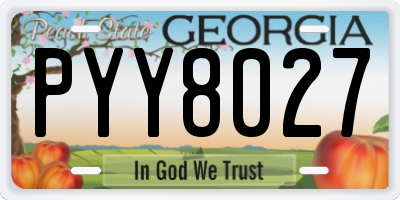 GA license plate PYY8027