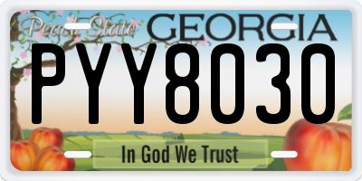 GA license plate PYY8030