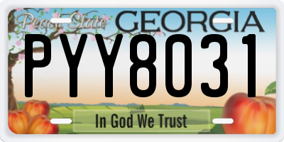 GA license plate PYY8031