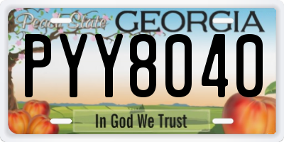 GA license plate PYY8040