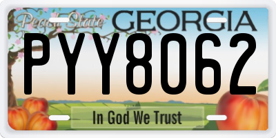 GA license plate PYY8062