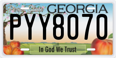 GA license plate PYY8070