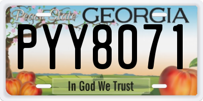 GA license plate PYY8071