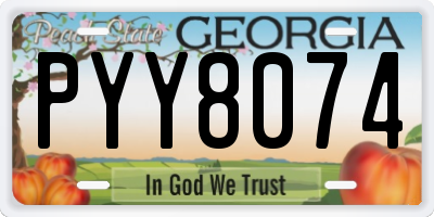 GA license plate PYY8074