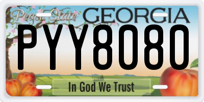 GA license plate PYY8080