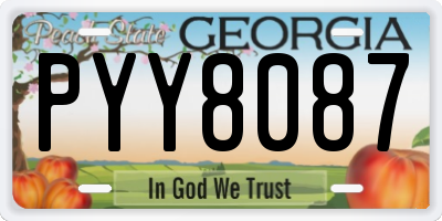 GA license plate PYY8087