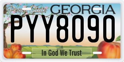 GA license plate PYY8090