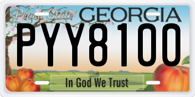 GA license plate PYY8100