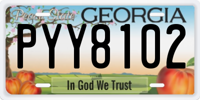 GA license plate PYY8102